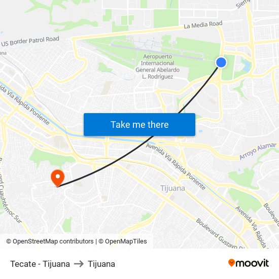 Tecate - Tijuana to Tijuana map