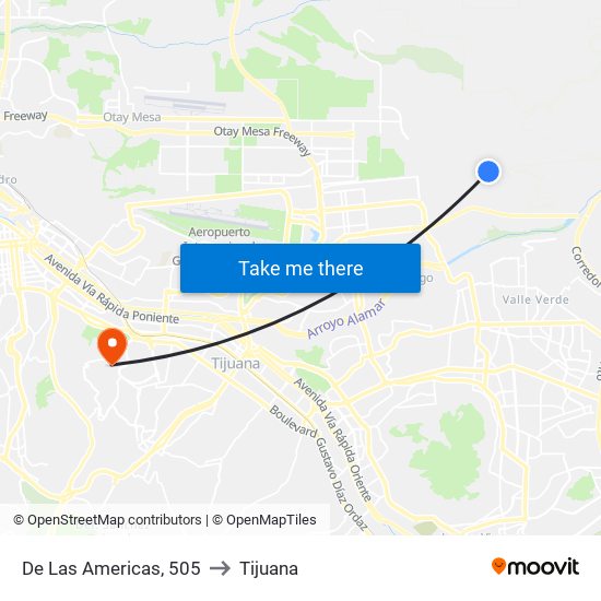 De Las Americas, 505 to Tijuana map