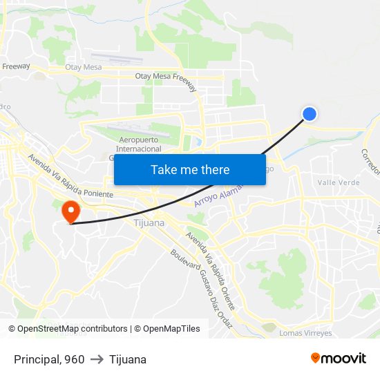 Principal, 960 to Tijuana map