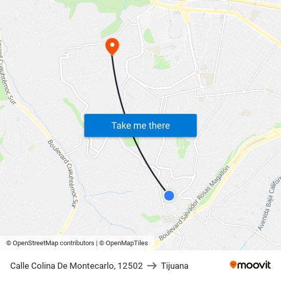 Calle Colina De Montecarlo, 12502 to Tijuana map