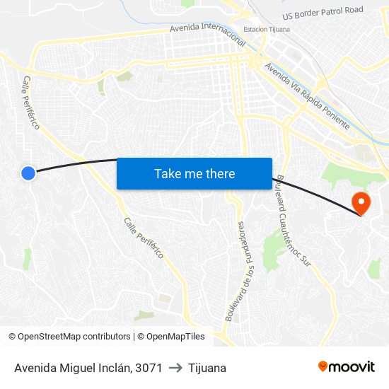 Avenida Miguel Inclán, 3071 to Tijuana map