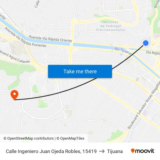 Calle Ingeniero Juan Ojeda Robles, 15419 to Tijuana map