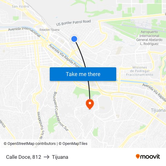 Calle Doce, 812 to Tijuana map