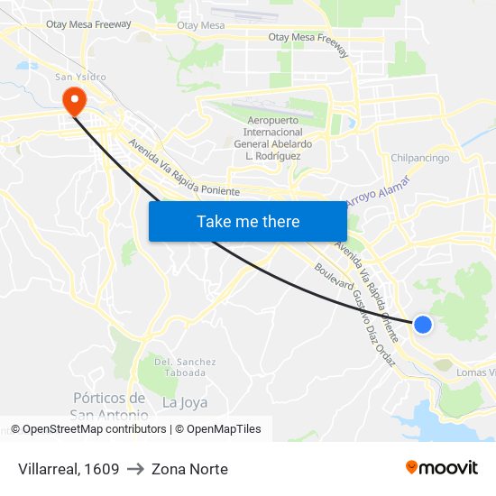 Villarreal, 1609 to Zona Norte map