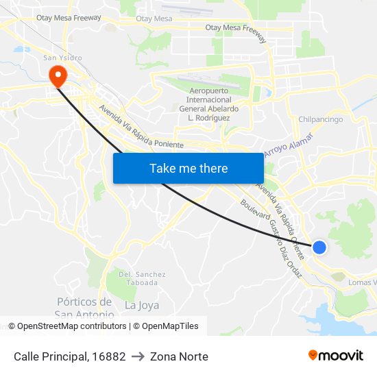 Calle Principal, 16882 to Zona Norte map