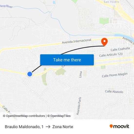 Braulio Maldonado, 1 to Zona Norte map