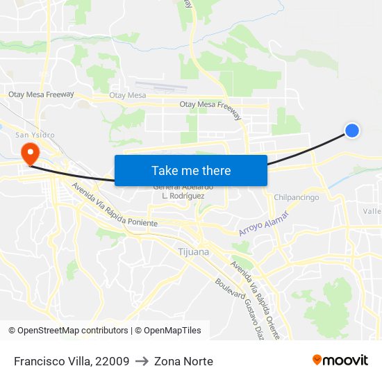 Francisco Villa, 22009 to Zona Norte map