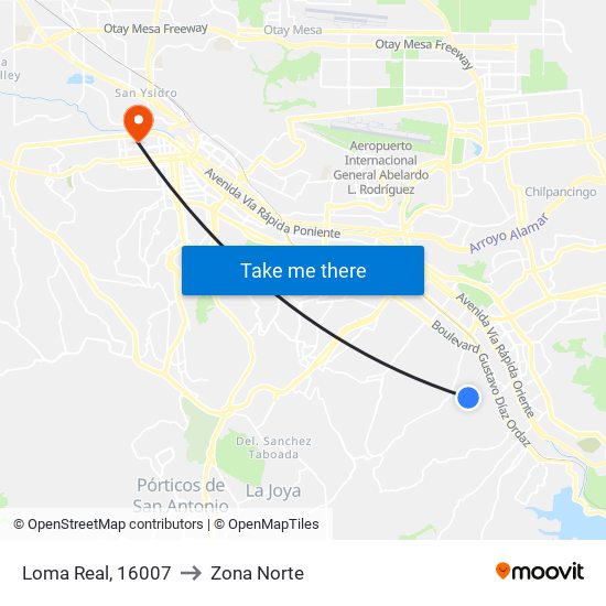 Loma Real, 16007 to Zona Norte map