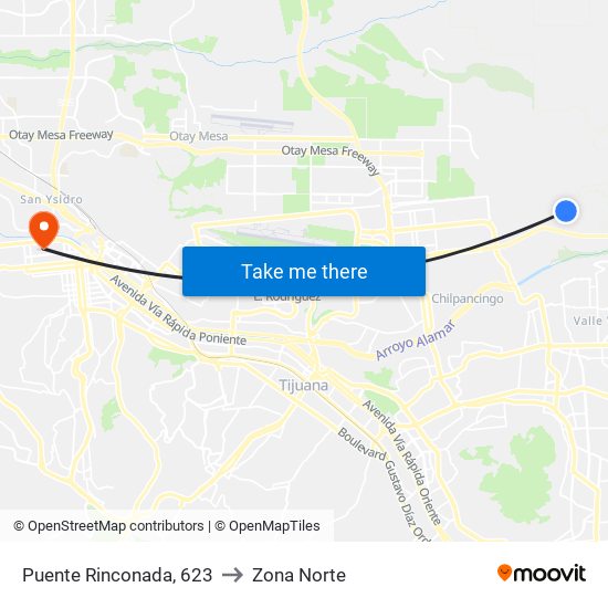 Puente Rinconada, 623 to Zona Norte map