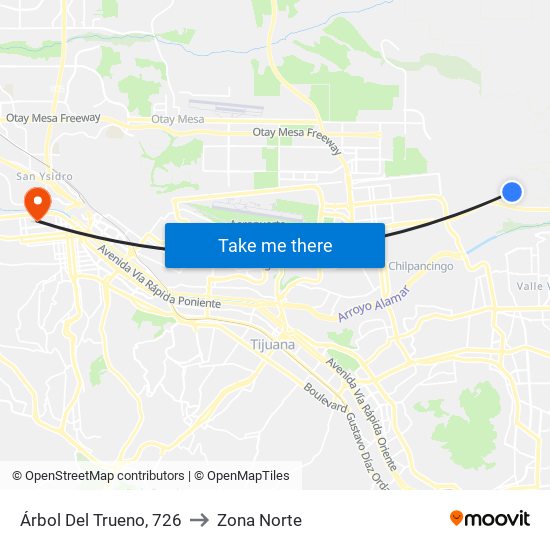 Árbol Del Trueno, 726 to Zona Norte map