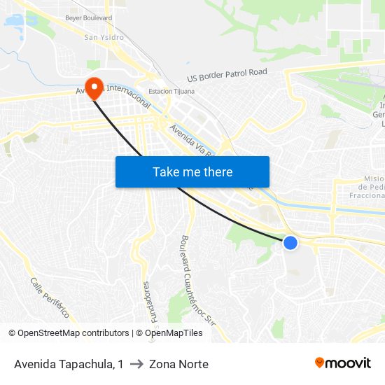 Avenida Tapachula, 1 to Zona Norte map