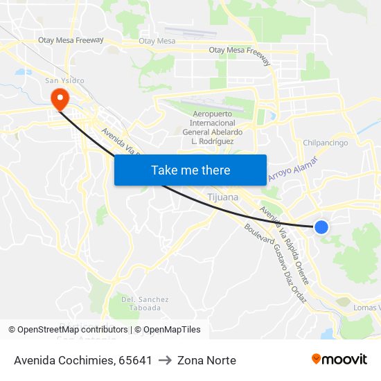 Avenida Cochimies, 65641 to Zona Norte map