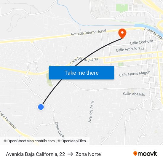 Avenida Baja California, 22 to Zona Norte map