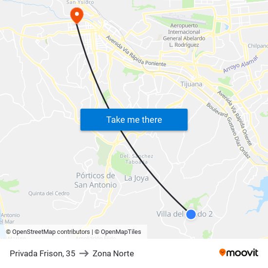 Privada Frison, 35 to Zona Norte map