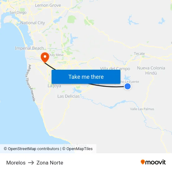 Morelos to Zona Norte map