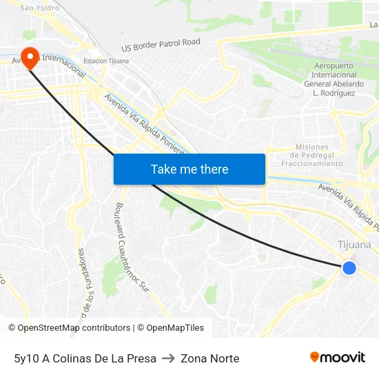 5y10 A Colinas De La Presa to Zona Norte map