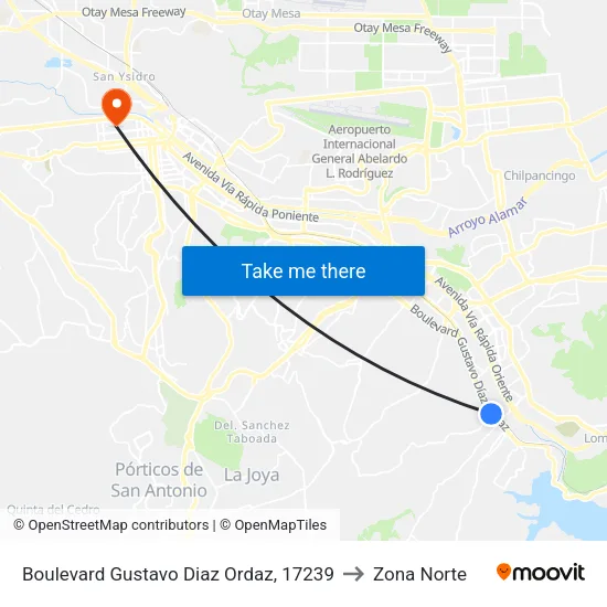Boulevard Gustavo Diaz Ordaz, 17239 to Zona Norte map