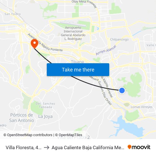 Villa Floresta, 499 to Agua Caliente Baja California Mexico map