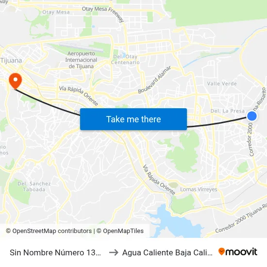 Sin Nombre Número 1356, 24366_E47 to Agua Caliente Baja California Mexico map