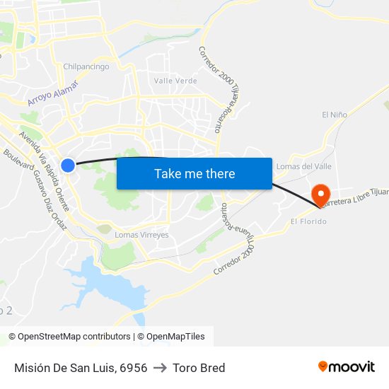 Misión De San Luis, 6956 to Toro Bred map