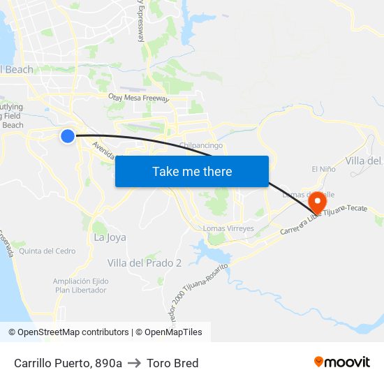 Carrillo Puerto, 890a to Toro Bred map