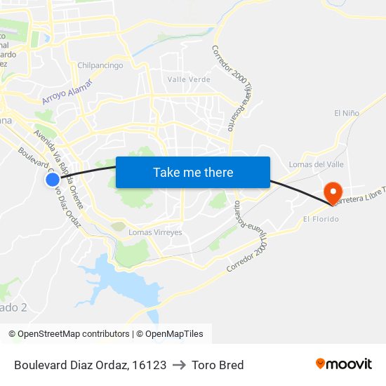 Boulevard Diaz Ordaz, 16123 to Toro Bred map