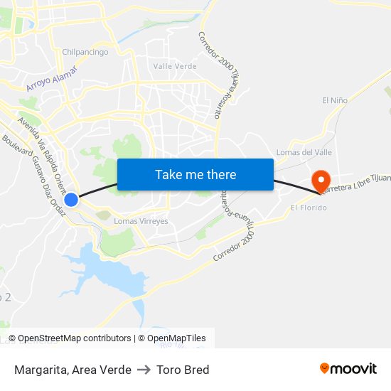 Margarita, Area Verde to Toro Bred map
