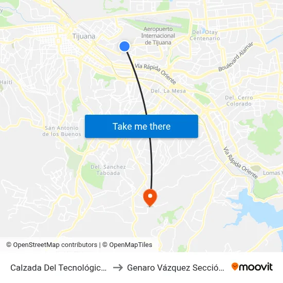 Calzada Del Tecnológico, 1_1 to Genaro Vázquez Sección Tres map