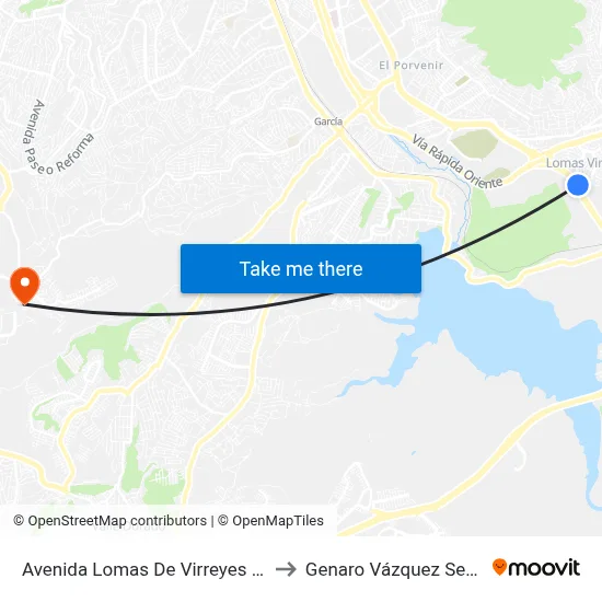 Avenida Lomas De Virreyes Sur, 11217_B to Genaro Vázquez Sección Tres map