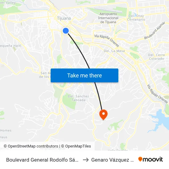 Boulevard General Rodolfo Sánchez Taboada, 2_B to Genaro Vázquez Sección Tres map