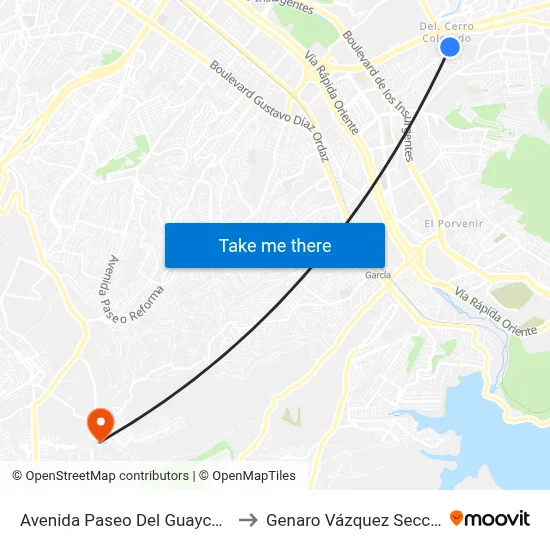 Avenida Paseo Del Guaycura, 110_4 to Genaro Vázquez Sección Tres map