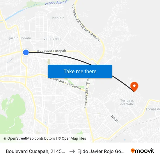 Boulevard Cucapah, 21451_1 to Ejido Javier Rojo Gómez map