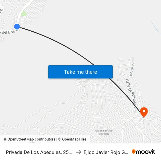 Privada De Los Abedules, 25165_25 to Ejido Javier Rojo Gómez map