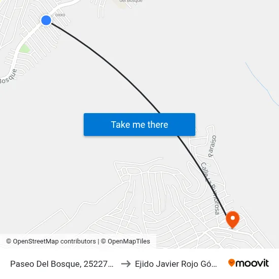 Paseo Del Bosque, 25227_22 to Ejido Javier Rojo Gómez map