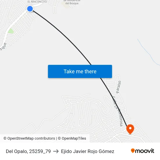 Del Opalo, 25259_79 to Ejido Javier Rojo Gómez map