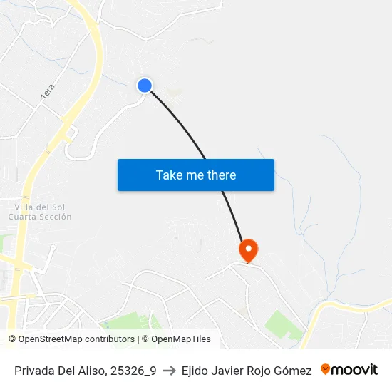 Privada Del Aliso, 25326_9 to Ejido Javier Rojo Gómez map