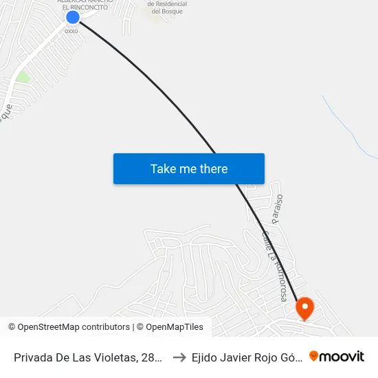 Privada De Las Violetas, 28286_7 to Ejido Javier Rojo Gómez map