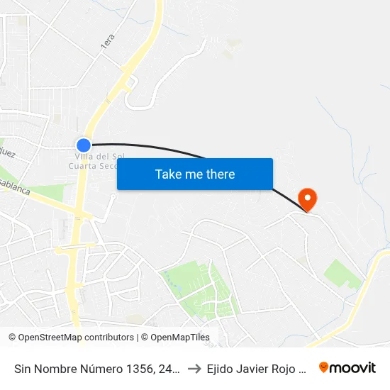Sin Nombre Número 1356, 24366_E47 to Ejido Javier Rojo Gómez map