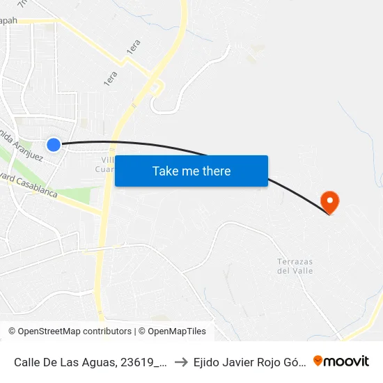 Calle De Las Aguas, 23619_D102 to Ejido Javier Rojo Gómez map
