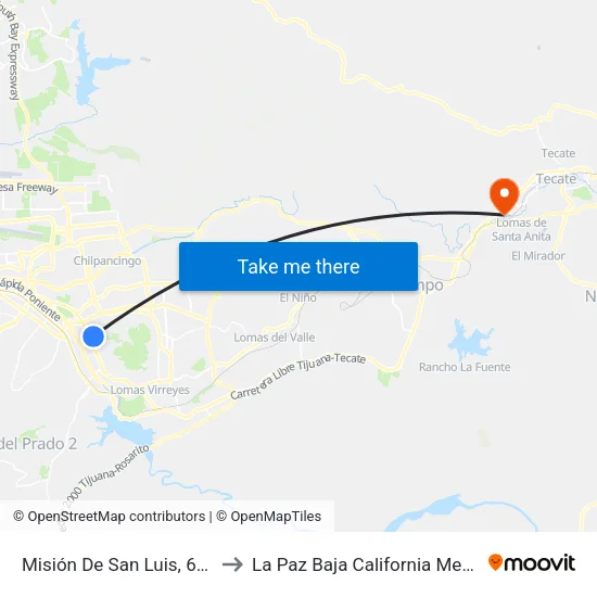 Misión De San Luis, 6956 to La Paz Baja California Mexico map