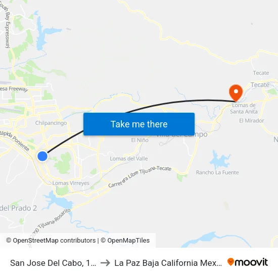 San Jose Del Cabo, 112 to La Paz Baja California Mexico map