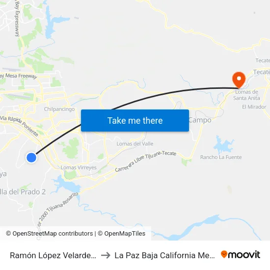 Ramón López Velarde, 37 to La Paz Baja California Mexico map