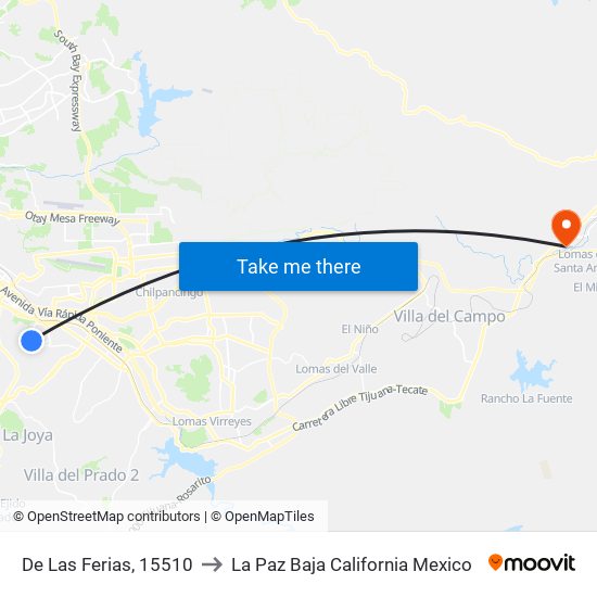 De Las Ferias, 15510 to La Paz Baja California Mexico map