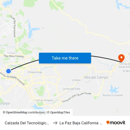 Calzada Del Tecnológico, 302a to La Paz Baja California Mexico map