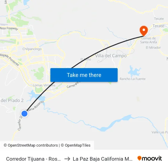 Corredor Tijuana - Rosarito to La Paz Baja California Mexico map