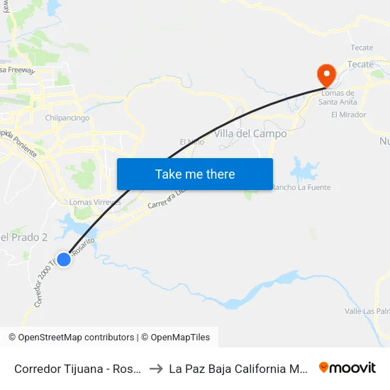 Corredor Tijuana - Rosarito to La Paz Baja California Mexico map