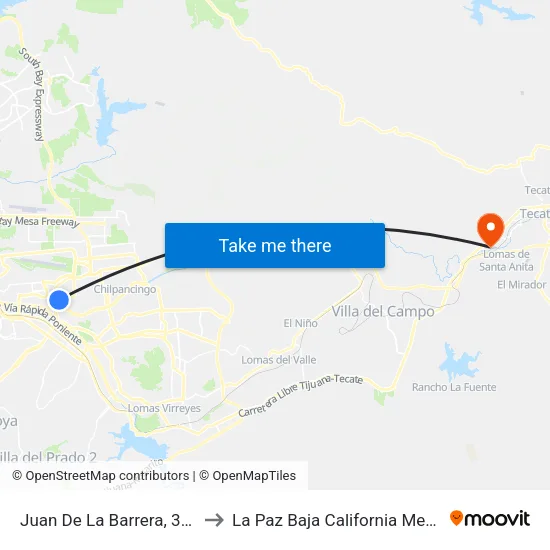 Juan De La Barrera, 3416 to La Paz Baja California Mexico map