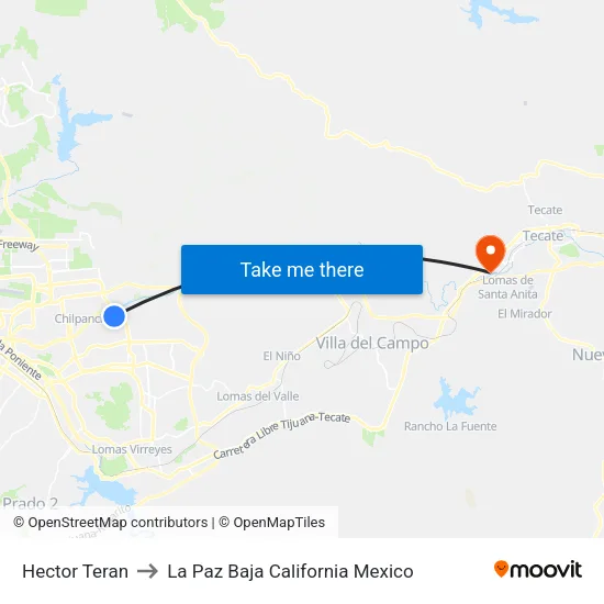 Hector Teran to La Paz Baja California Mexico map