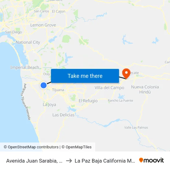 Avenida Juan Sarabia, 8813 to La Paz Baja California Mexico map