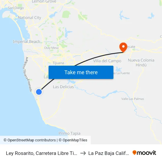 Ley Rosarito, Carretera Libre Tijuana-Rosarito, 9113 to La Paz Baja California Mexico map